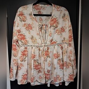 Wanderlux Boho Cottagecore Peasant Floral Tunic